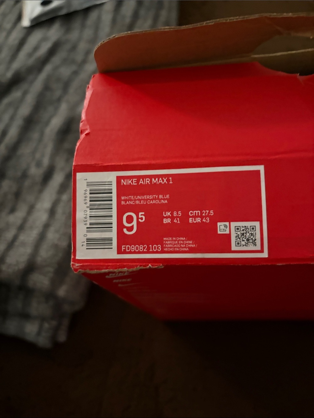 Nike White and Light Blue Air Max 1 Sneakers - Picture 5 of 5